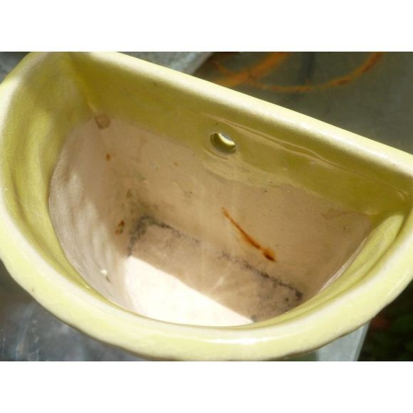 Ceramic Wall Pocket, Green Glazed Herb Planter, Pottery, Wall Vase - Picture 2 of 5